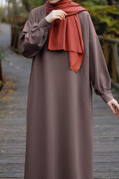 Sweat Elbise - Koyu vizon