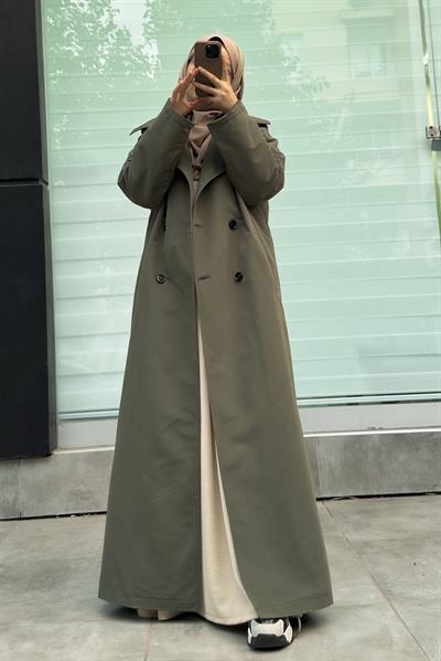 Tam Boy Trençkot - Haki yeşil