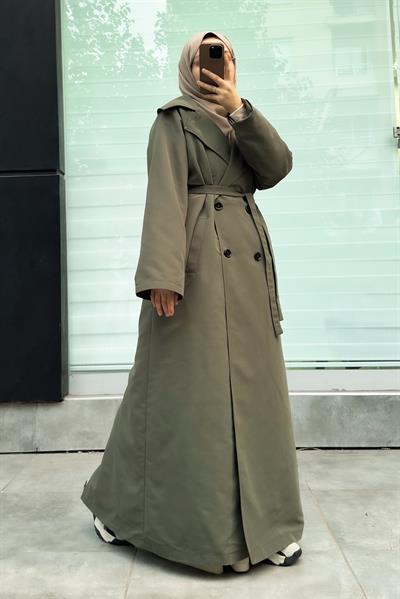 Tam Boy Trençkot - Haki yeşil
