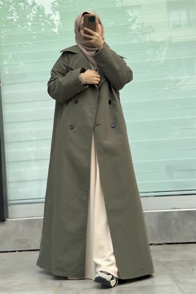 Tam Boy Trençkot - Haki yeşil
