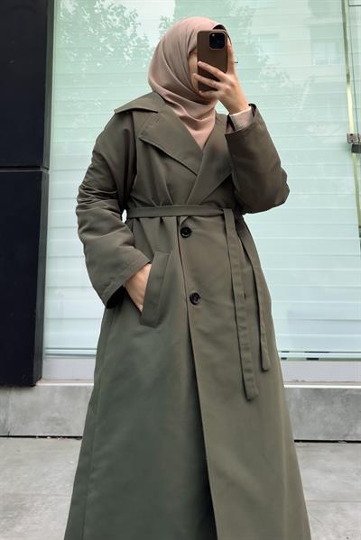 Tam Boy Trençkot - Haki yeşil