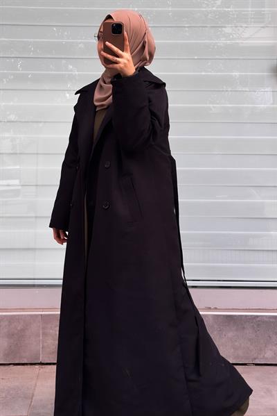 Tam Boy Trençkot - Siyah