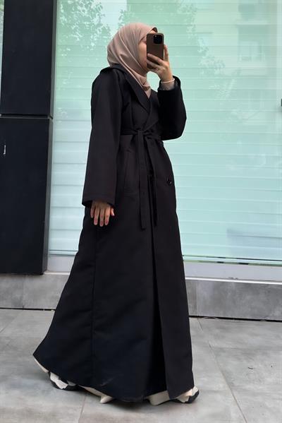 Tam Boy Trençkot - Siyah