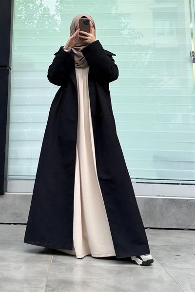 Tam Boy Trençkot - Siyah