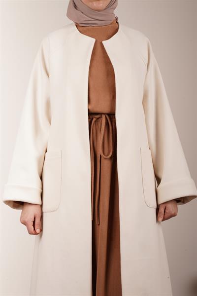 Torba Cep Kaşe Hırka - Ekru