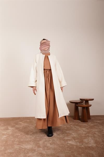 Torba Cep Kaşe Hırka - Ekru