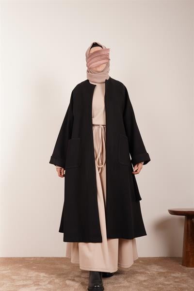 Torba Cep Kaşe Hırka - Siyah