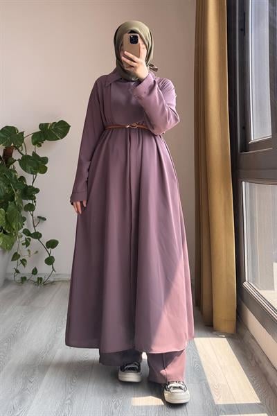 Trenç Pantolonlu Takım - Gül kurusu