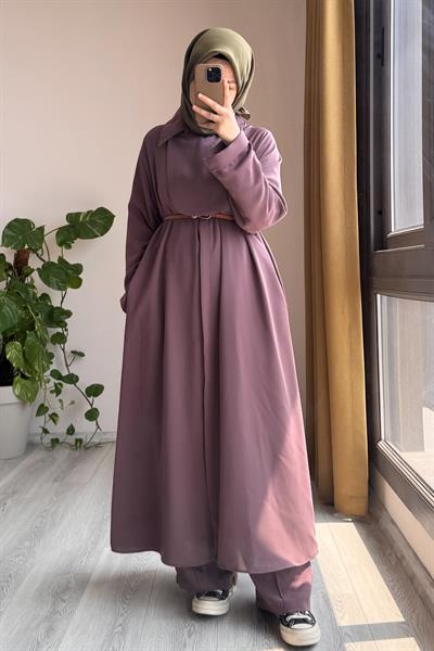 Trenç Pantolonlu Takım - Gül kurusu