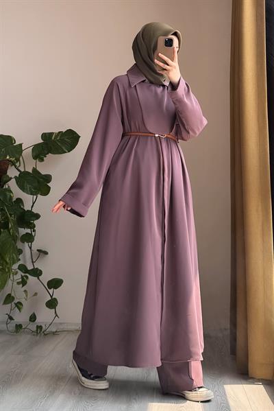 Trenç Pantolonlu Takım - Gül kurusu