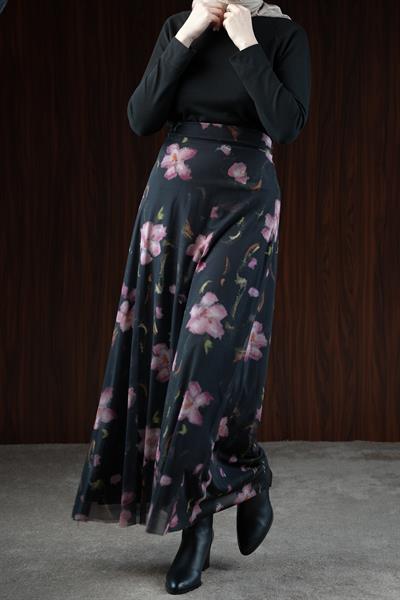 Tül Etek - Çiçek Desen Rose