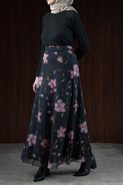 Tül Etek - Çiçek Desen Rose