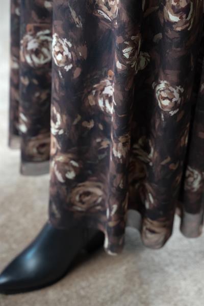 Tül Etek - Gül Desen Kahve