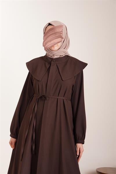 Yakalı Elbise Ferace - Acı kahve