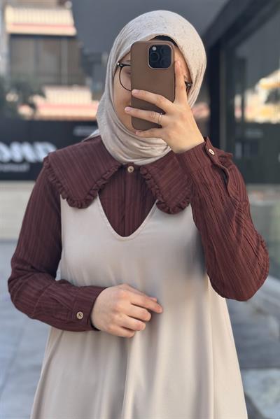Yakalı Gömlek - Kahve