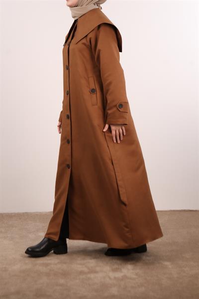 Yakalı Nubuk Trençkot - Taba