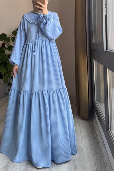 Yakalıklı Elbise - Bebe mavi