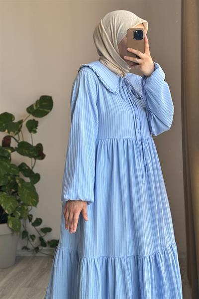 Yakalıklı Elbise - Bebe mavi