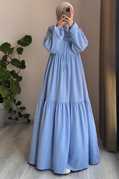 Yakalıklı Elbise - Bebe mavi