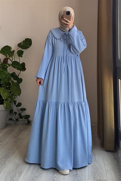 Yakalıklı Elbise - Bebe mavi