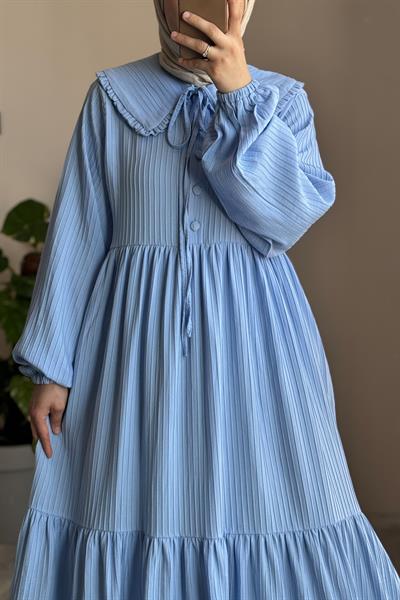 Yakalıklı Elbise - Bebe mavi