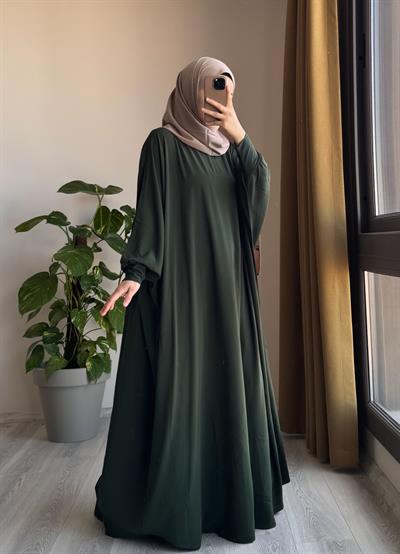 Yarasa Kol Elbise/Ferce - Zümrüt yeşil