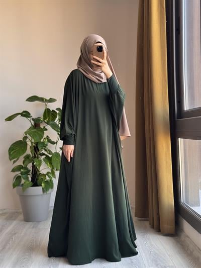 Yarasa Kol Elbise/Ferce - Zümrüt yeşil