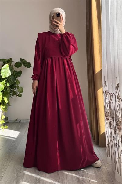 Yelekli Elbise - Bordo