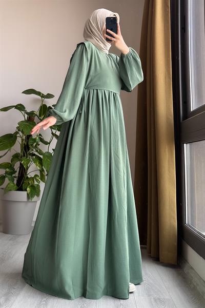 Yelekli Elbise - Mint yeşil