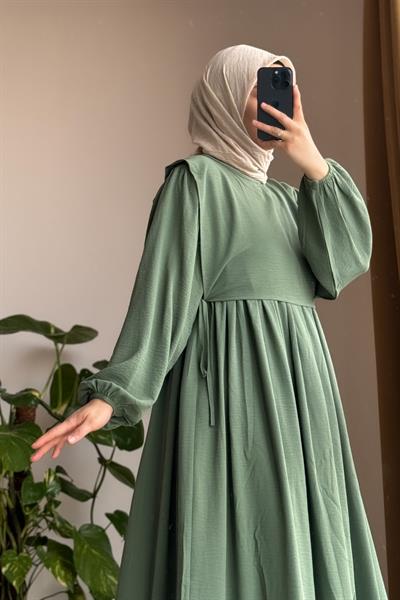 Yelekli Elbise - Mint yeşil