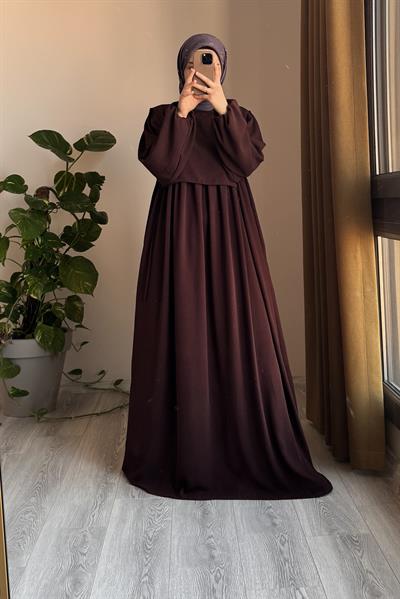 Yelekli Elbise - Kızıl Kahve