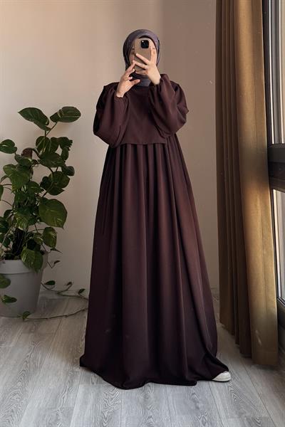 Yelekli Elbise - Kızıl Kahve