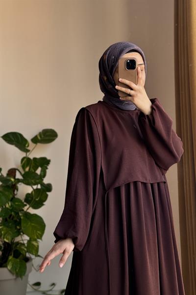 Yelekli Elbise - Kızıl Kahve