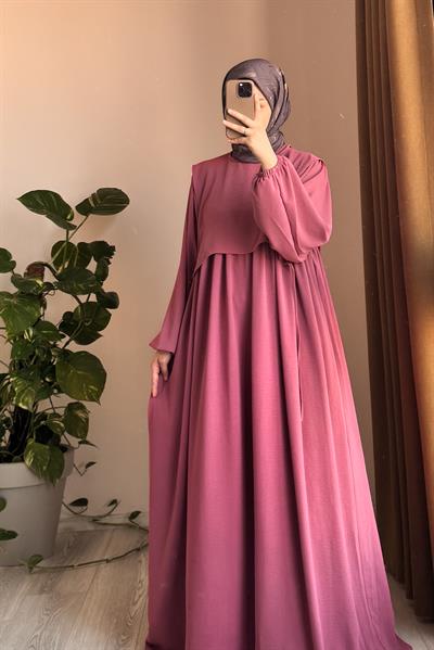 Yelekli Elbise - Pembe