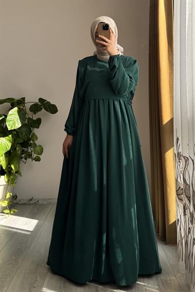 Yelekli Elbise - Zümrüt yeşil