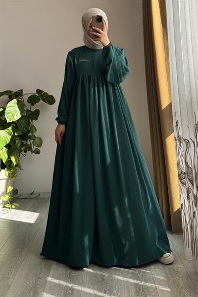 Yelekli Elbise - Zümrüt yeşil