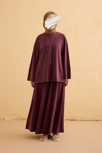 Yıkama Görünümlü Takım - Bordo