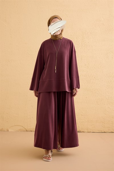Yıkama Görünümlü Takım - Bordo