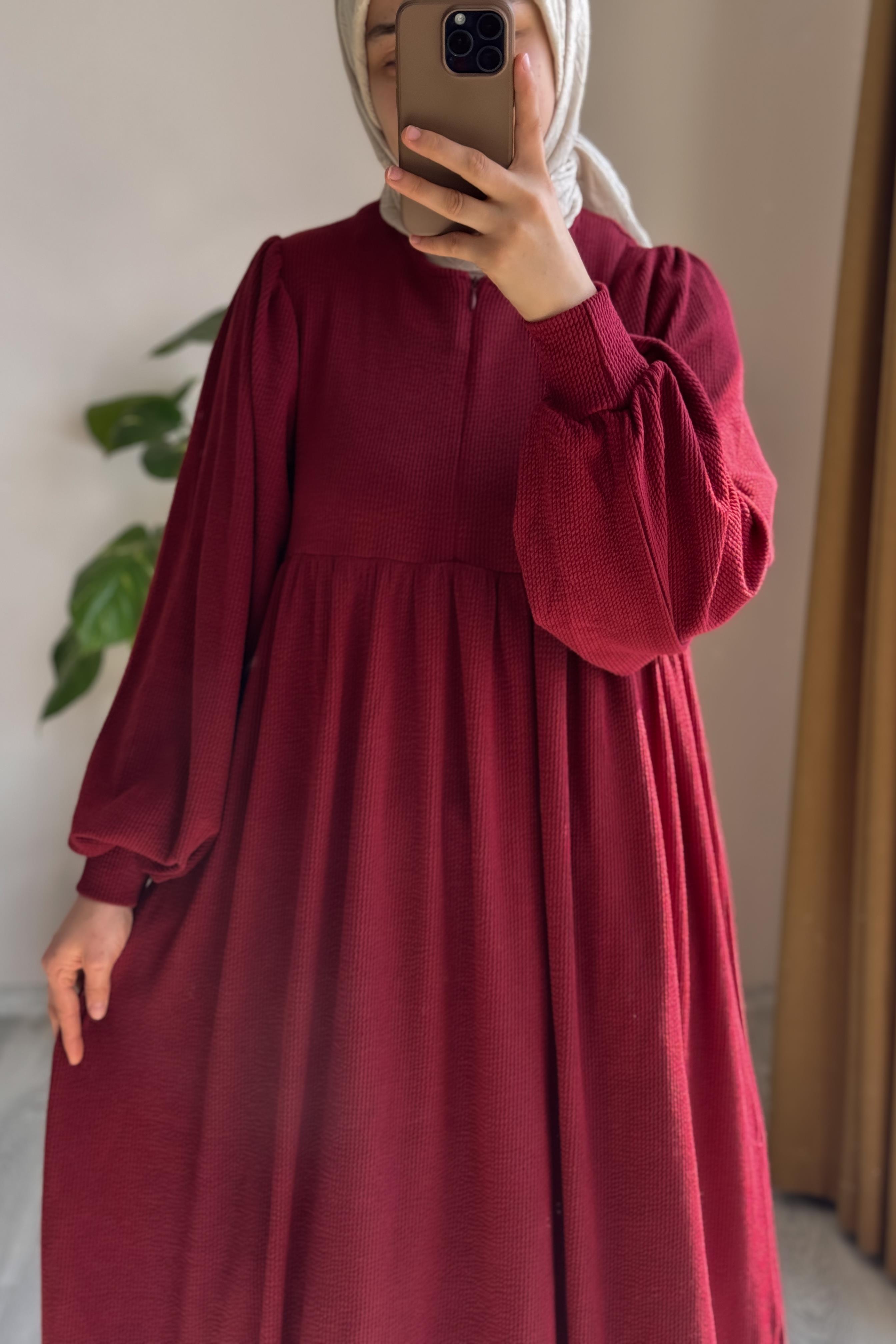 Asya Robalı Elbise - Bordo · 2
