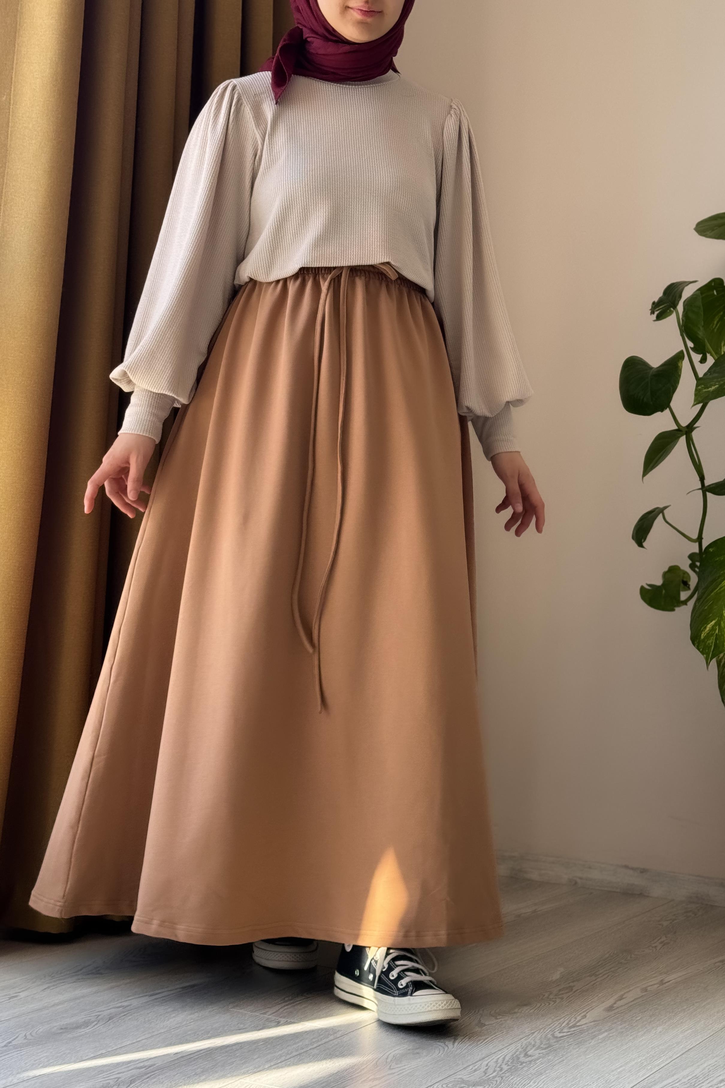 Bağcıklı Rahat Etek - Vizon · 6