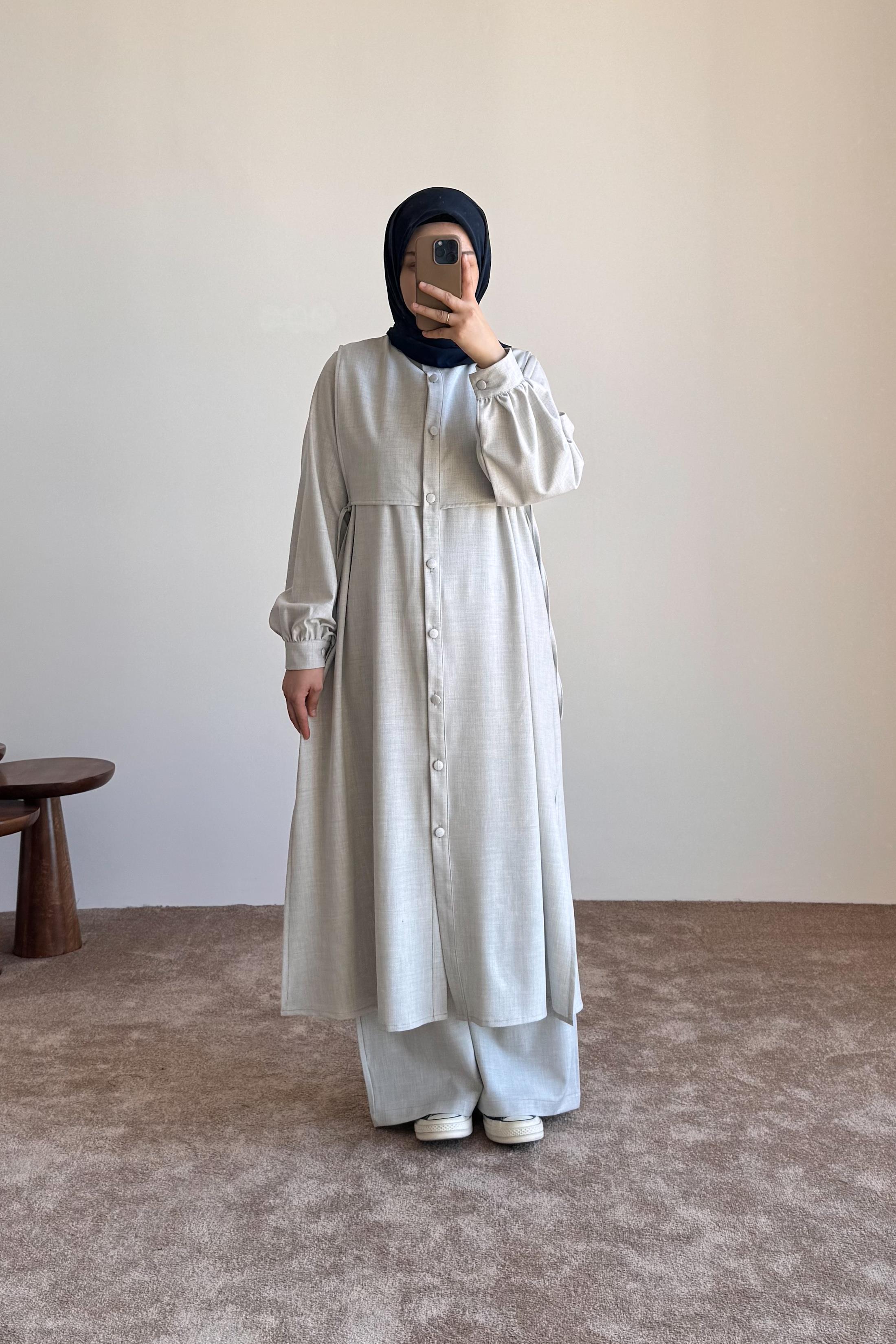 Bağlama Detaylı Pantolonlu Takım - Gri · 5