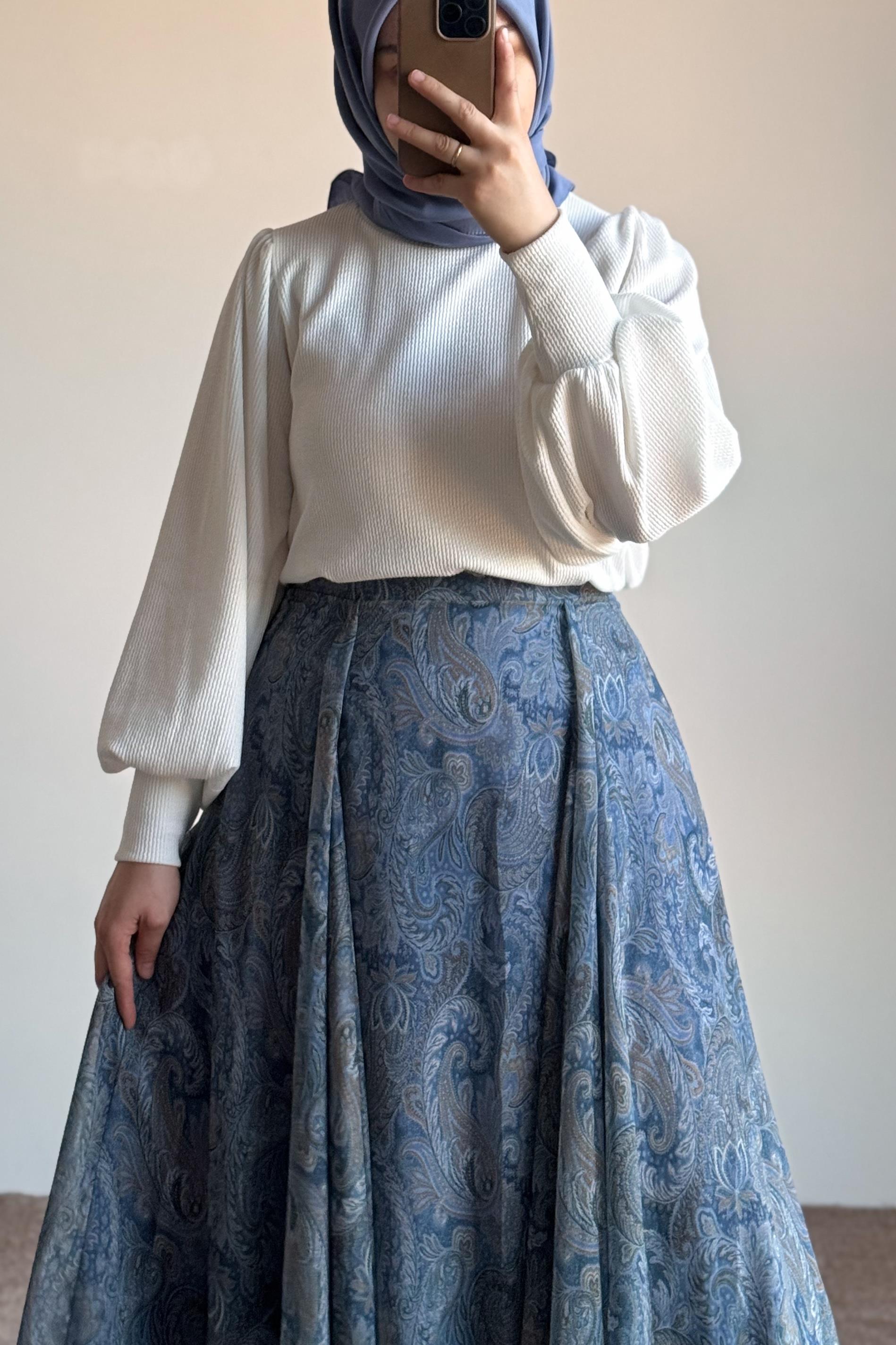 Etnik Desen Etek - Soft mavi · 4