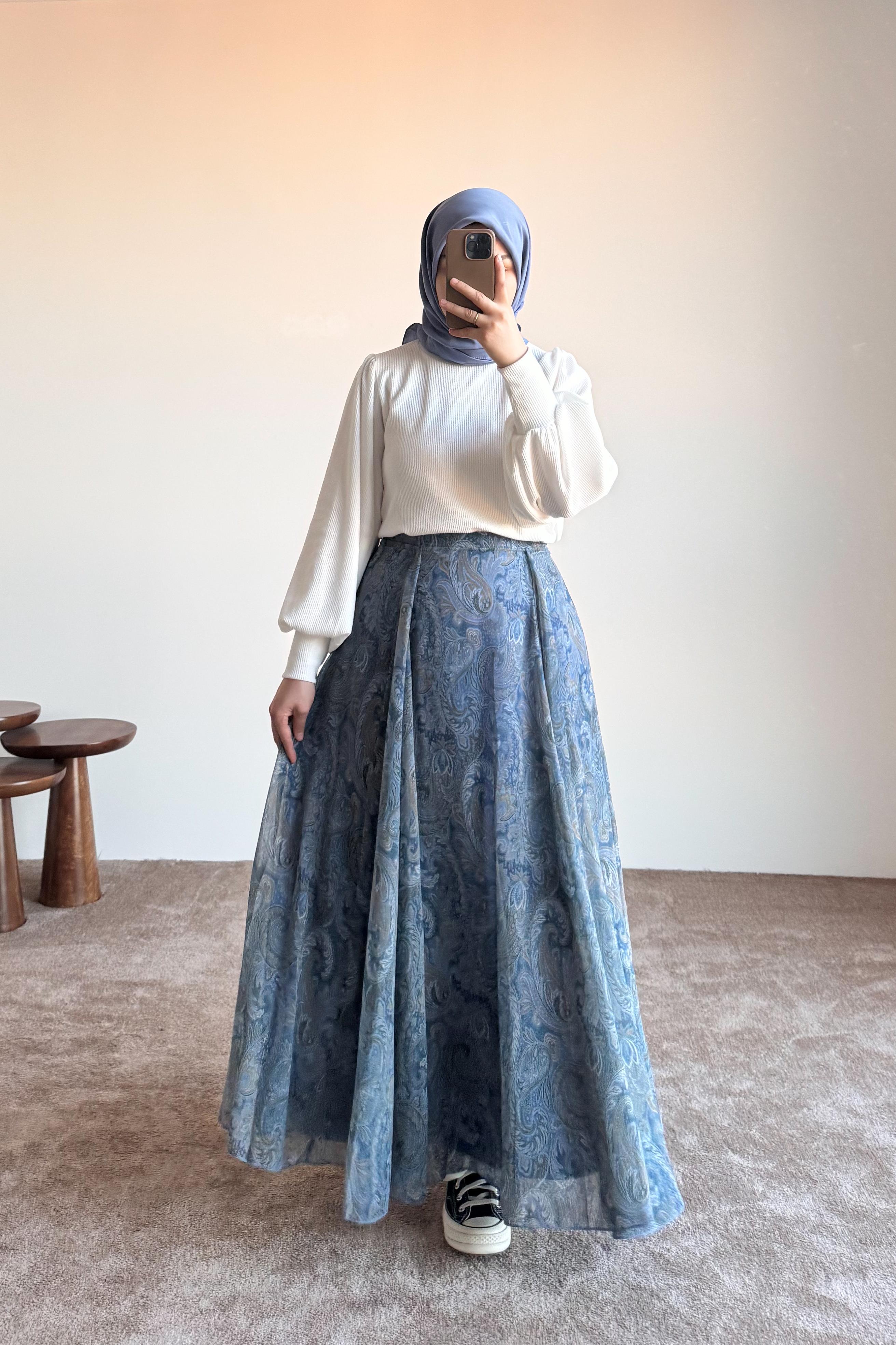 Etnik Desen Etek - Soft mavi · 6