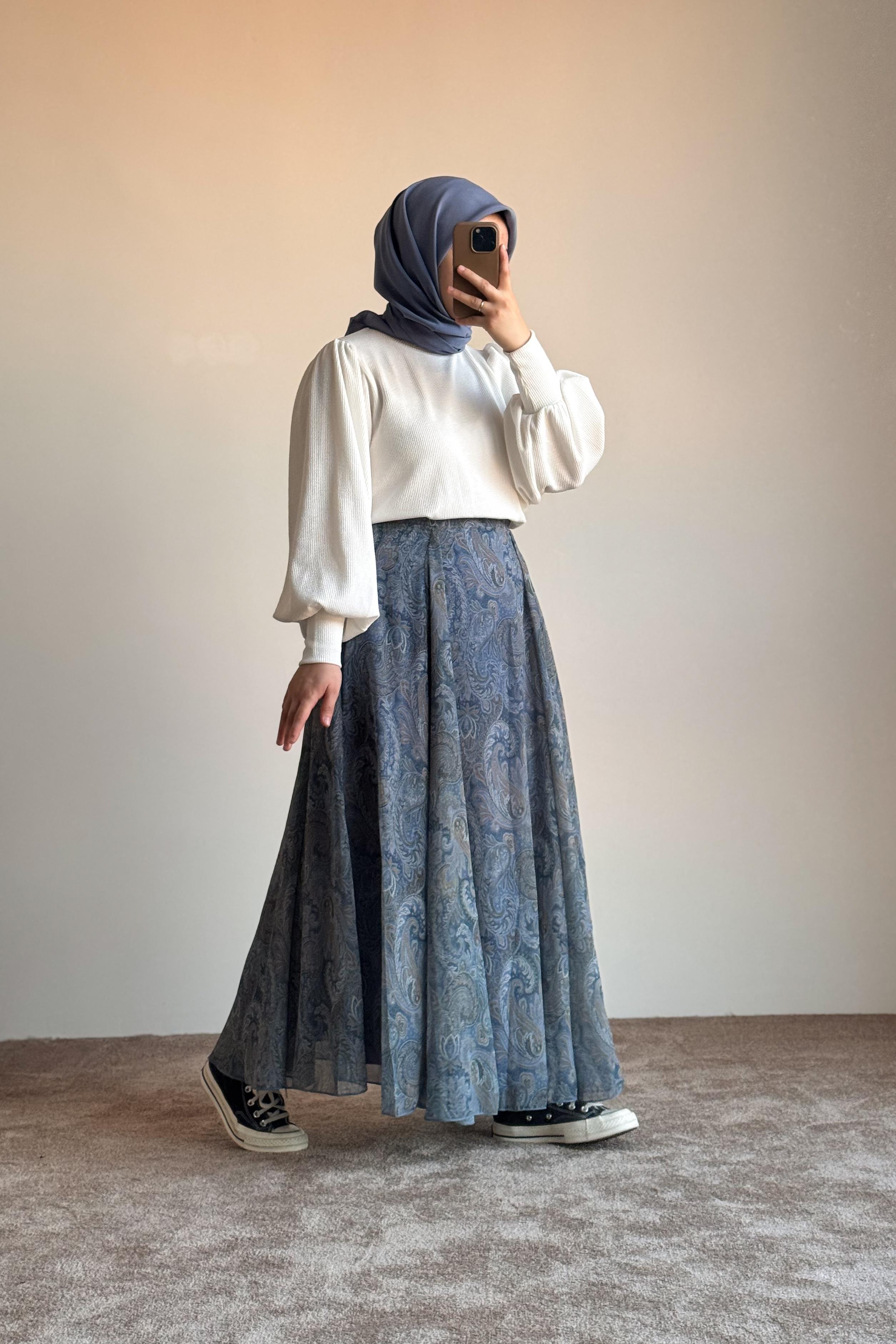 Etnik Desen Etek - Soft mavi · 7