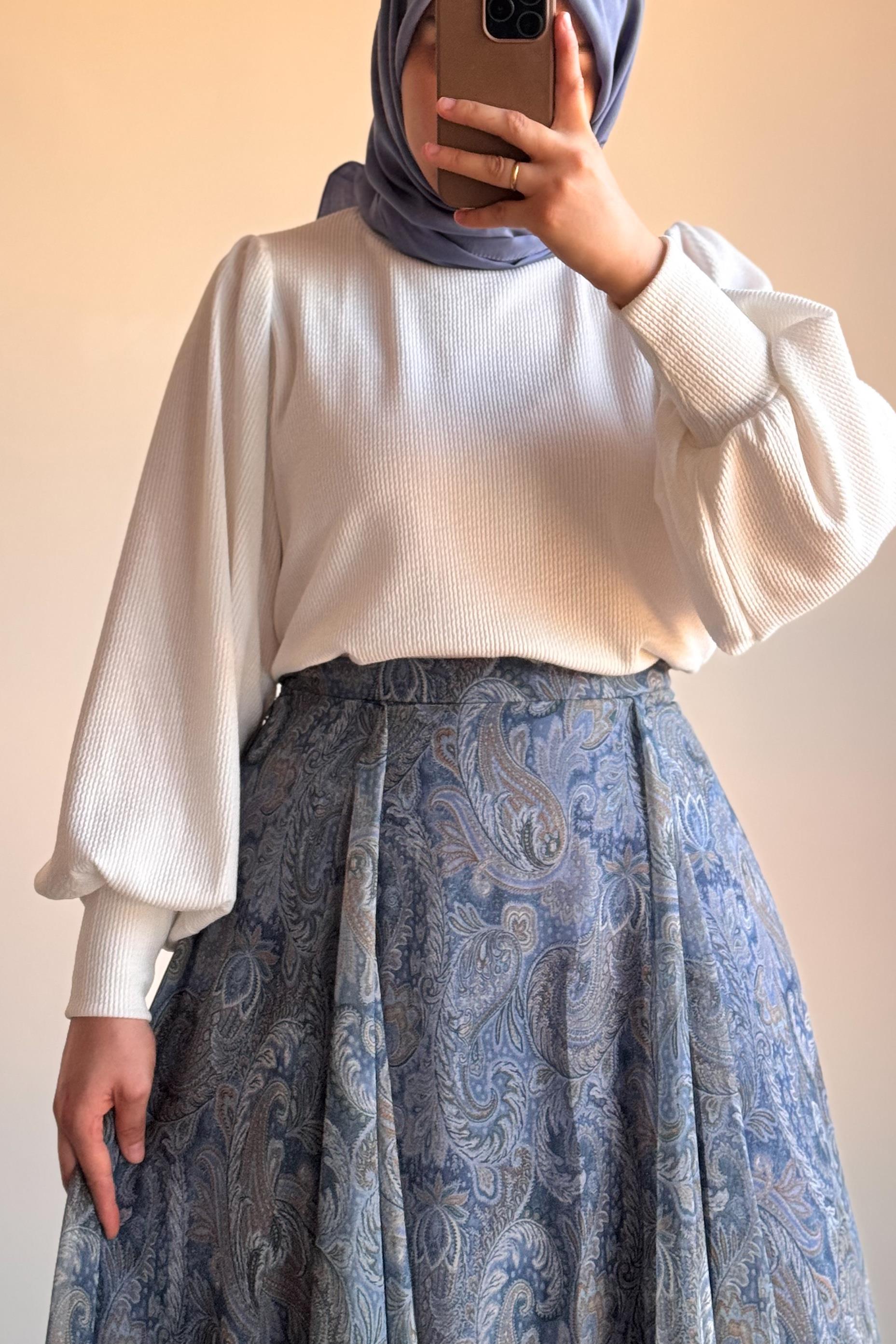 Etnik Desen Etek - Soft mavi · 2