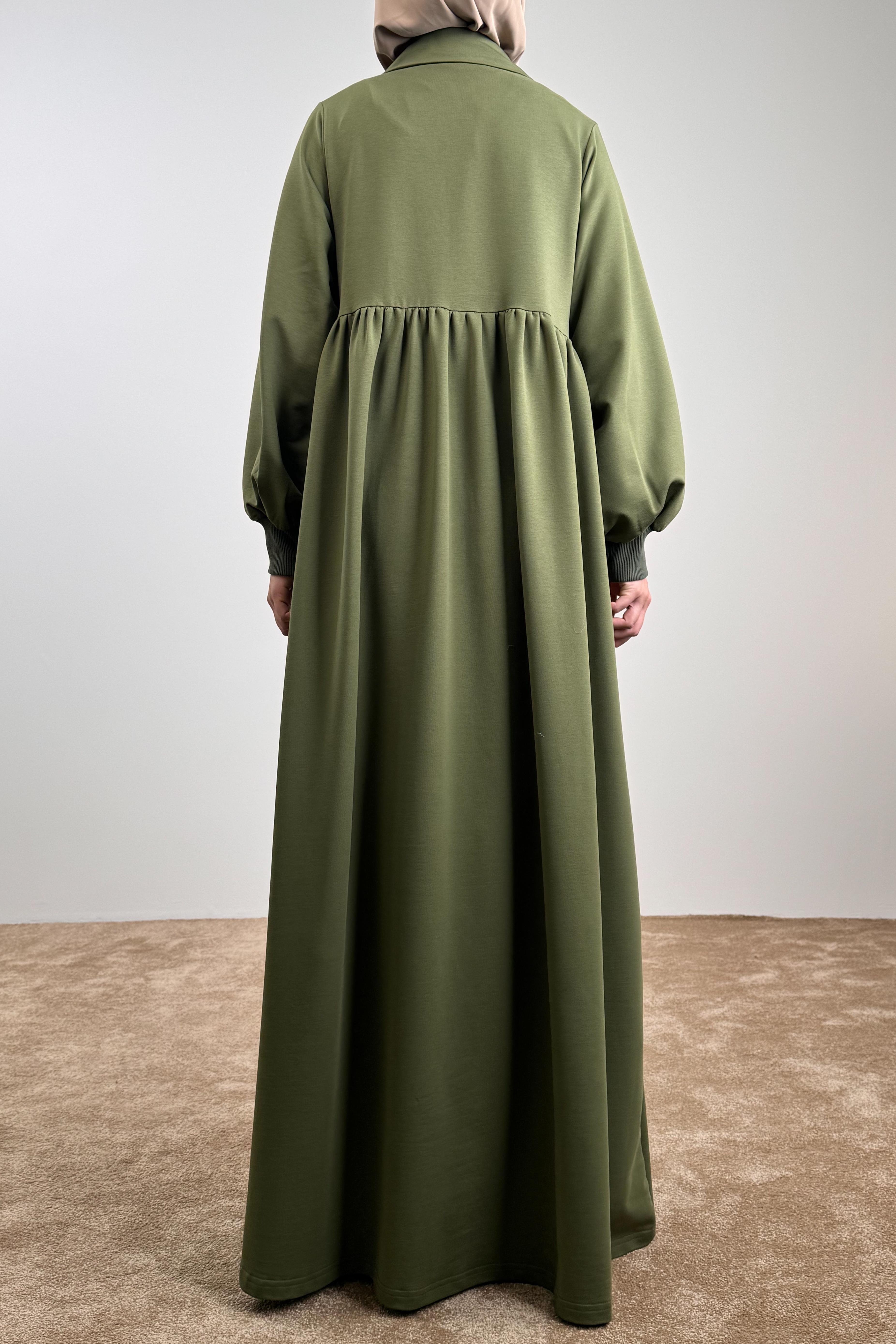 Fermuar Yaka Sweat Elbise - Haki yeşil · 4