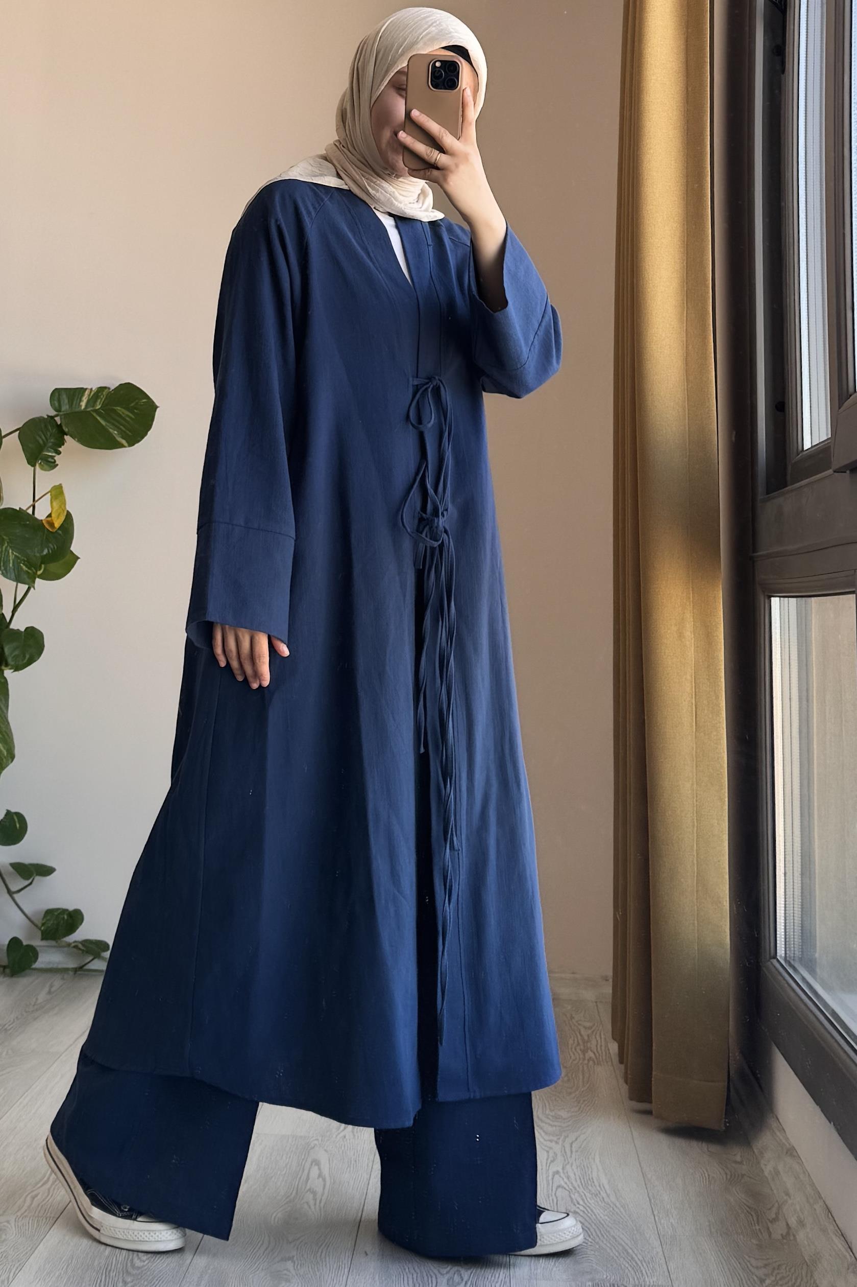 Keten Pantolonlu Takım - Lacivert · 3