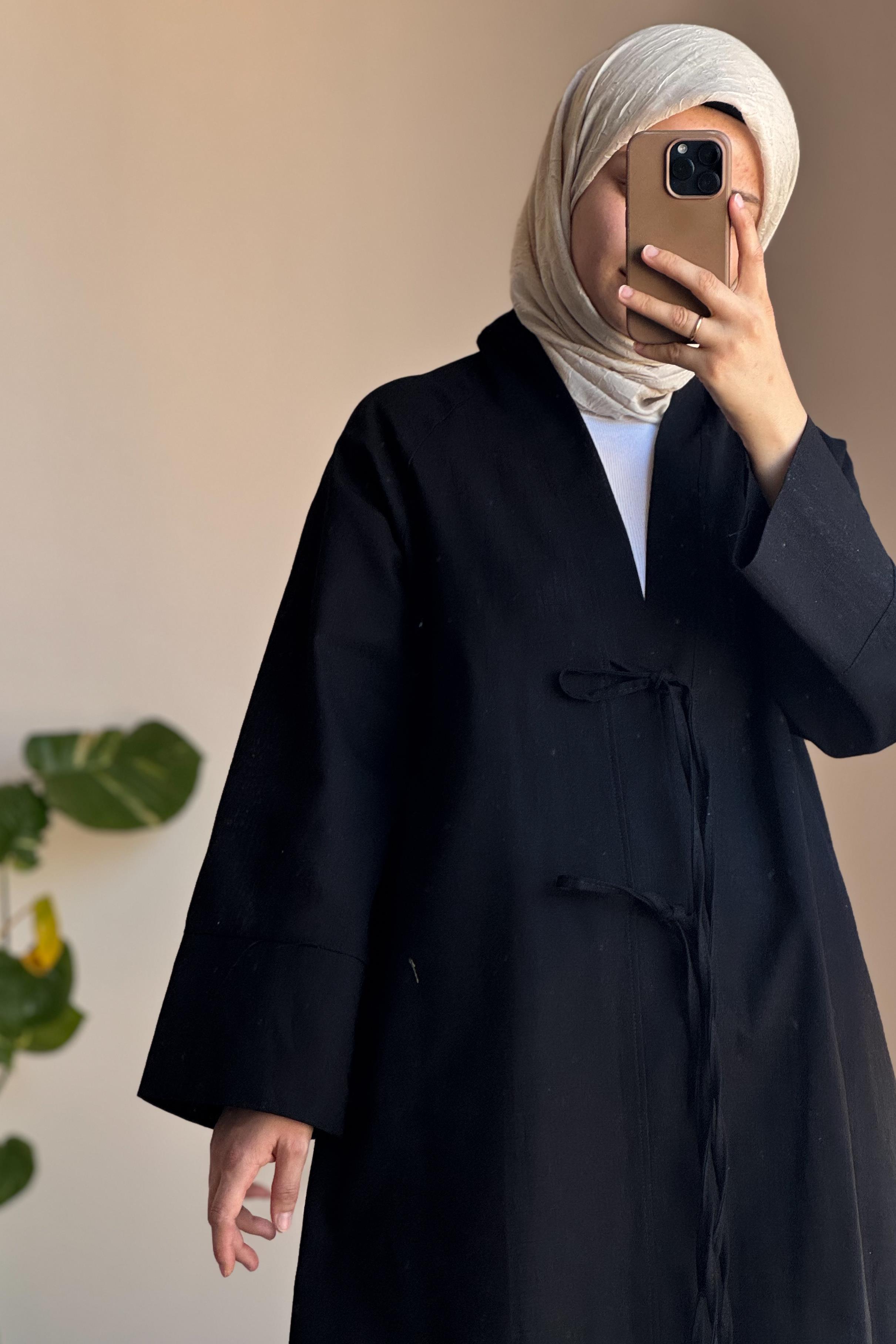 Keten Pantolonlu Takım - Siyah · 2