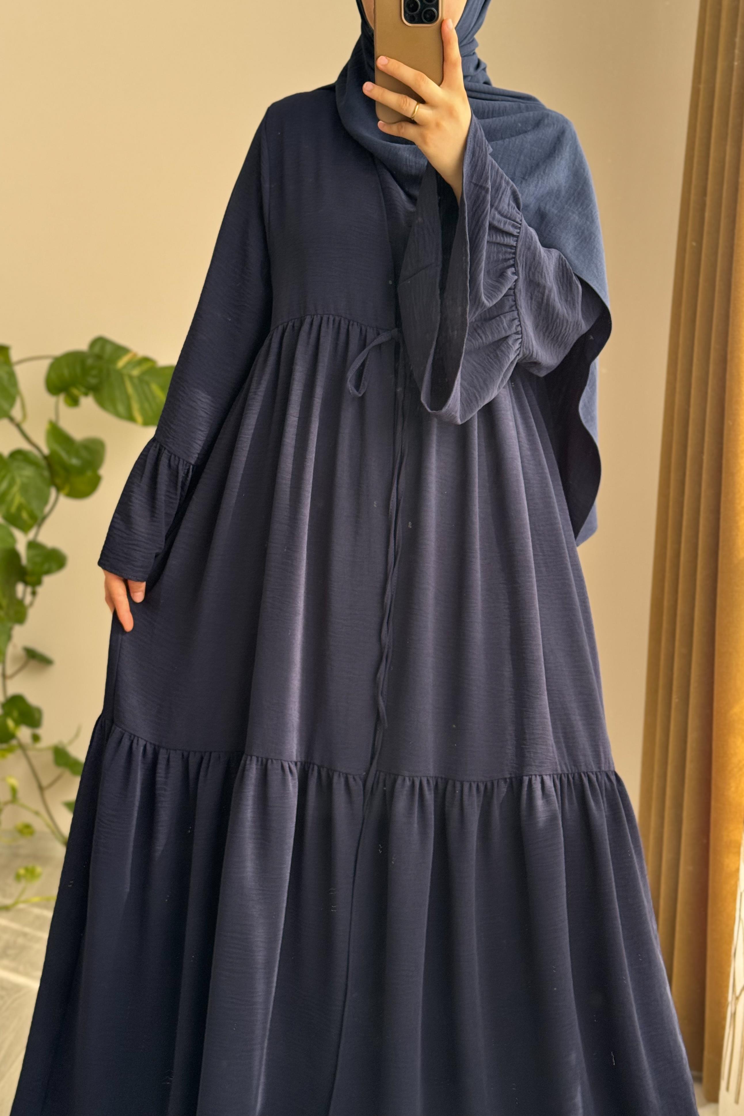 Kolu Fırfırlı Abaya Takım - Lacivert · 6