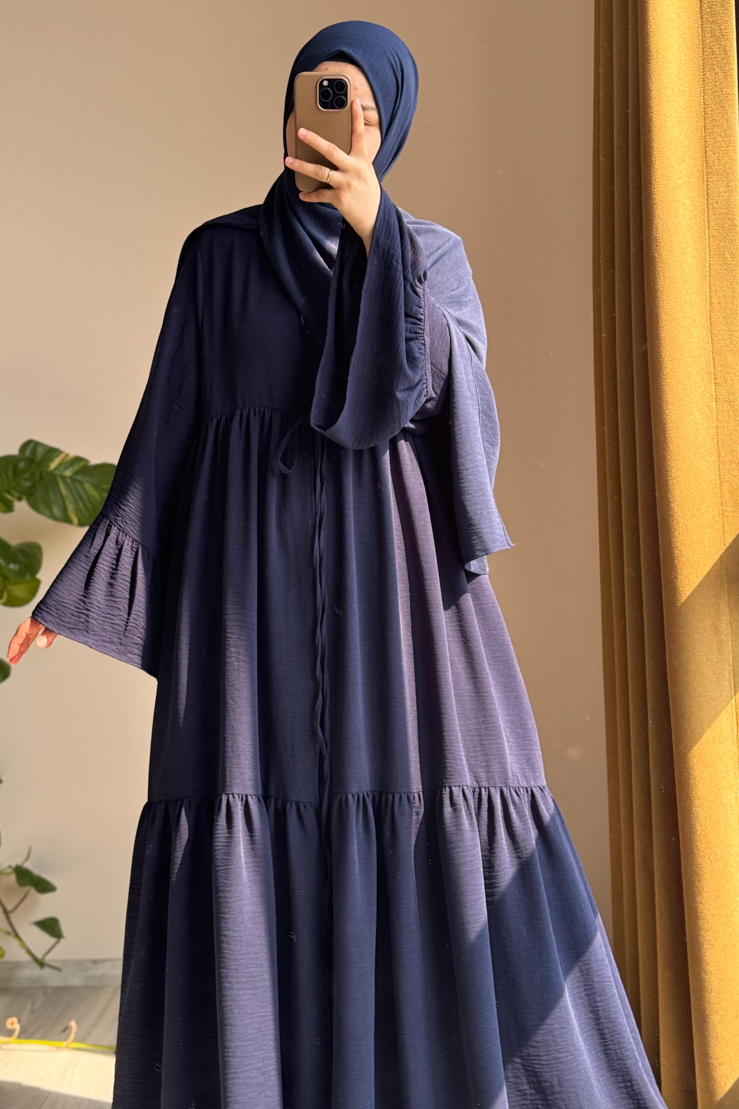 Kolu Fırfırlı Abaya Takım - Lacivert · 7